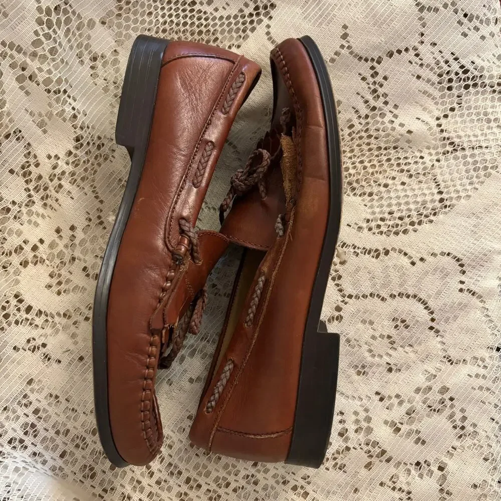 Bill Blass Men's US 11 D Brown Leather Kiltie Tassel Loafers Shoes